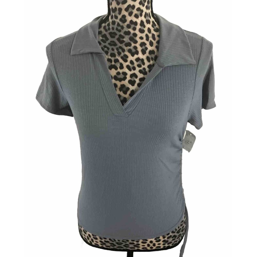 caution to the wind Top Blouse Size XL Gray Grey NEW Bodycon Collared